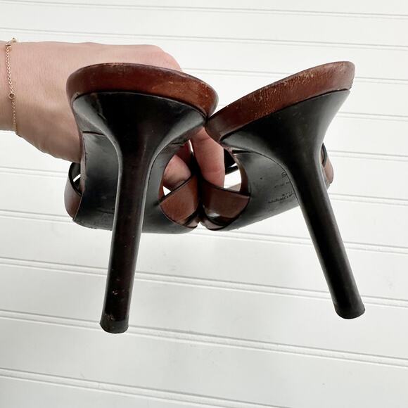 Saint Laurent Tribute Brown Leather Mule Sandals Slide Heels Size 36 EU Luxury - Picture 7 of 9